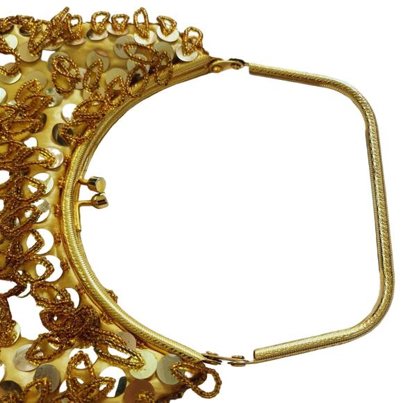 Vintage Simon Beaded Top Handle Handbag Gold - Picture 9 of 13